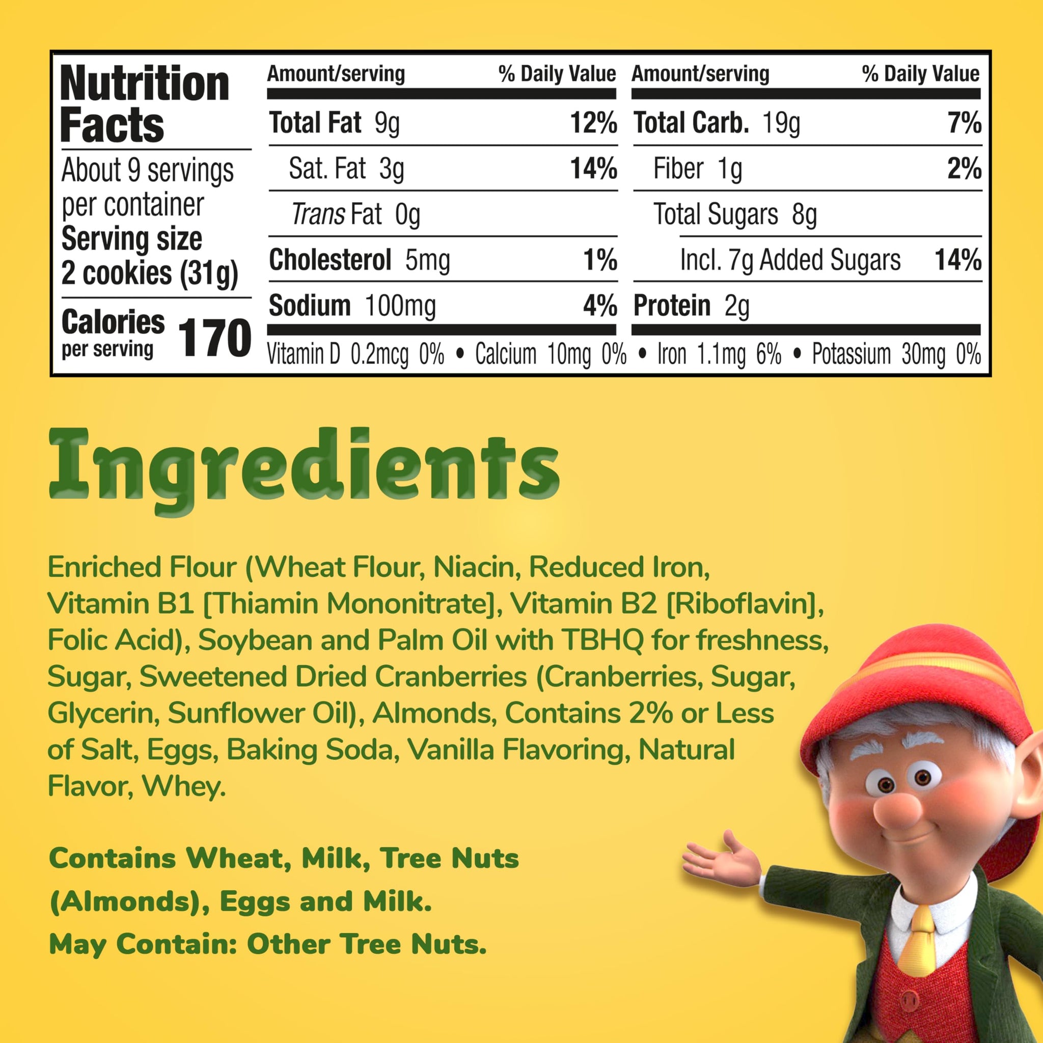 Keebler Sandies Shortbread, Cranberry Almond, 9.9oz
