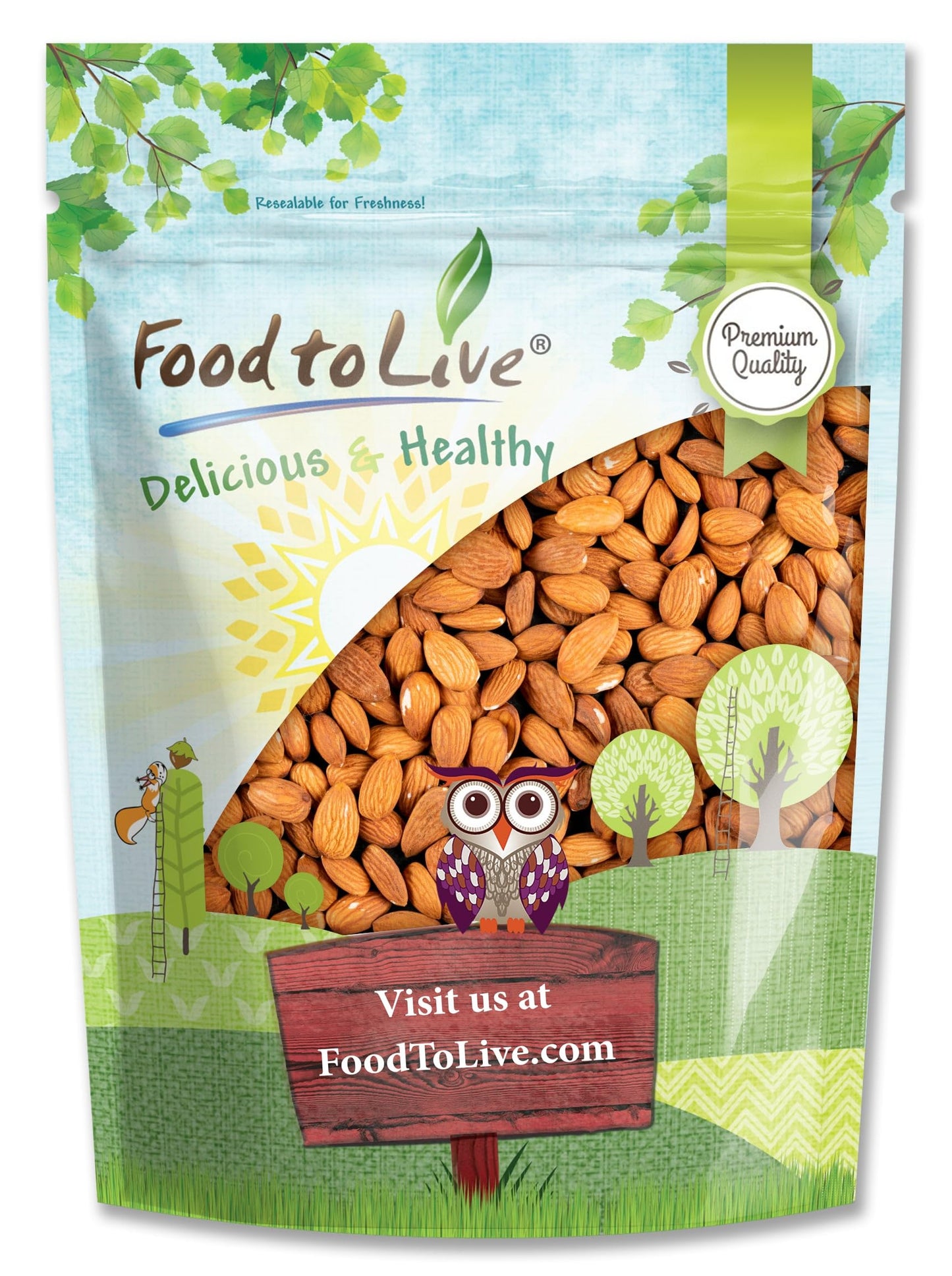 Food to Live California Almonds, 2 Pounds Supreme, Whole, Raw, Unsalted, Unroasted Nuts, Natural. Kosher, Vegan. Keto, Paleo, Low Sodium, Bulk. Great