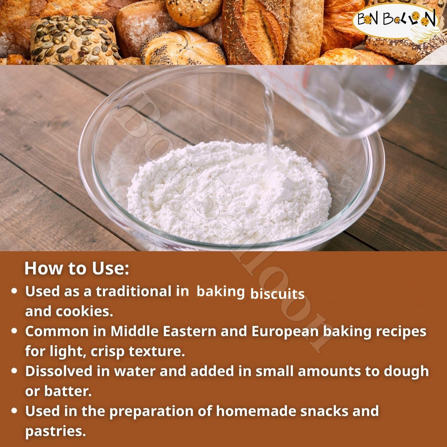 Natural Ammonium Bicarbonate Powder Fresh Dried Ammonia Hartshorn Herbal Herb Herbs Seasoning Spice Spices Cooking Pure Premium Egyptian Spices No