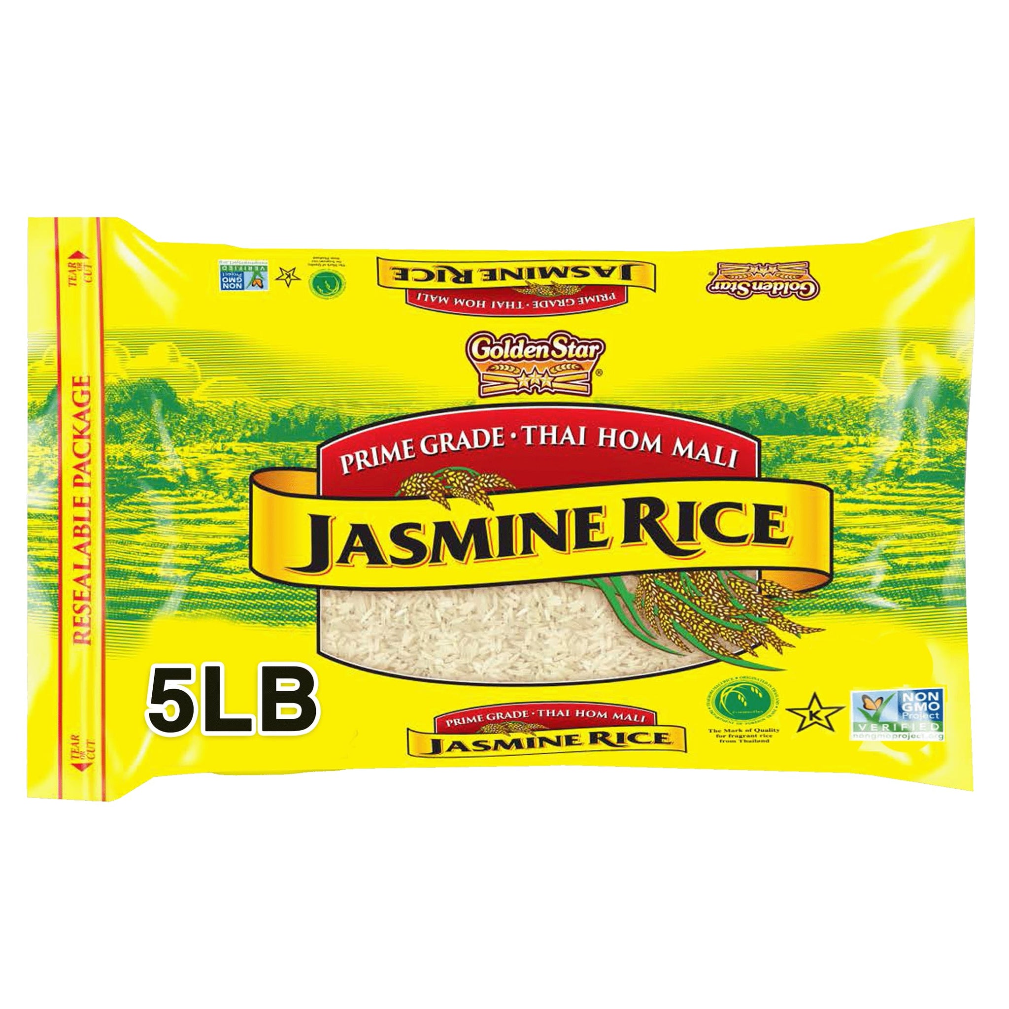 Golden Star Thai Hom Mali Jasmine Rice - Prime Grade White Rice, 5 lb
