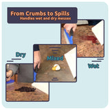 Orangutize Mess Ranger | Patented Wet/Dry Cleanup Tool with Ramp & Reservoir | Captures 12oz of Liquid Spills & Pet Messes | Squeegee & Dustpan Set