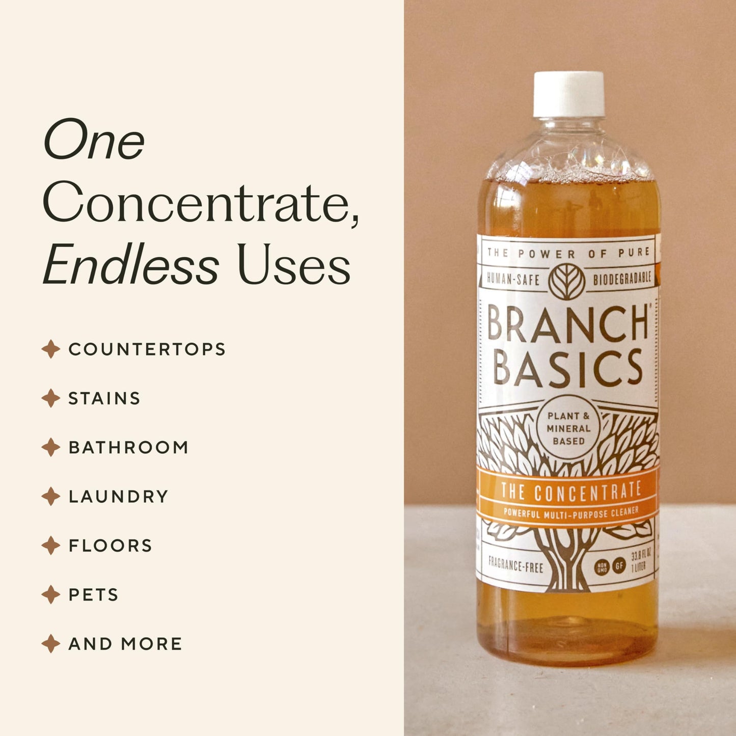 Branch Basics Ultimate Starter Kit: Natural All Purpose Cleaner, Glass, Bathroom, Foaming Hand Wash (4 Plastic Bottles + Concentrate + Oxygen Boost)
