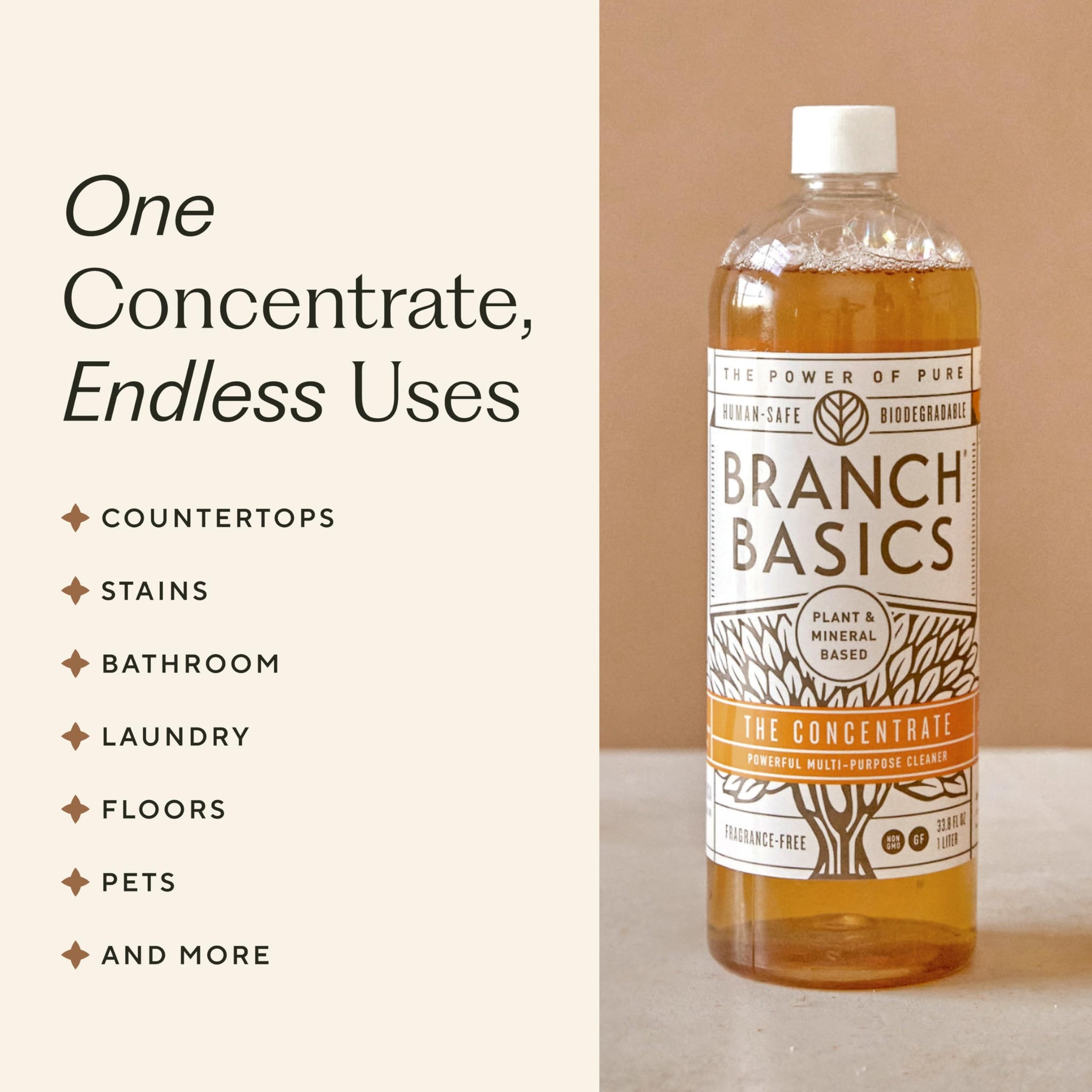 Branch Basics Ultimate Starter Kit: Natural All Purpose Cleaner, Glass, Bathroom, Foaming Hand Wash (4 Plastic Bottles + Concentrate + Oxygen Boost)