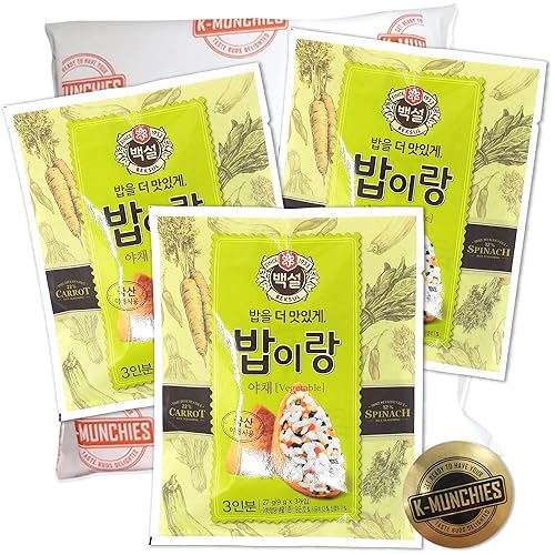 K-Munchies CJ Beksul Furikake Seasoning - 3 Packs x 0.85 Oz Rice Seasoning - Vegetable Flavor Sesame and Nori Furikake Seasoning - Sushi, Onigiri