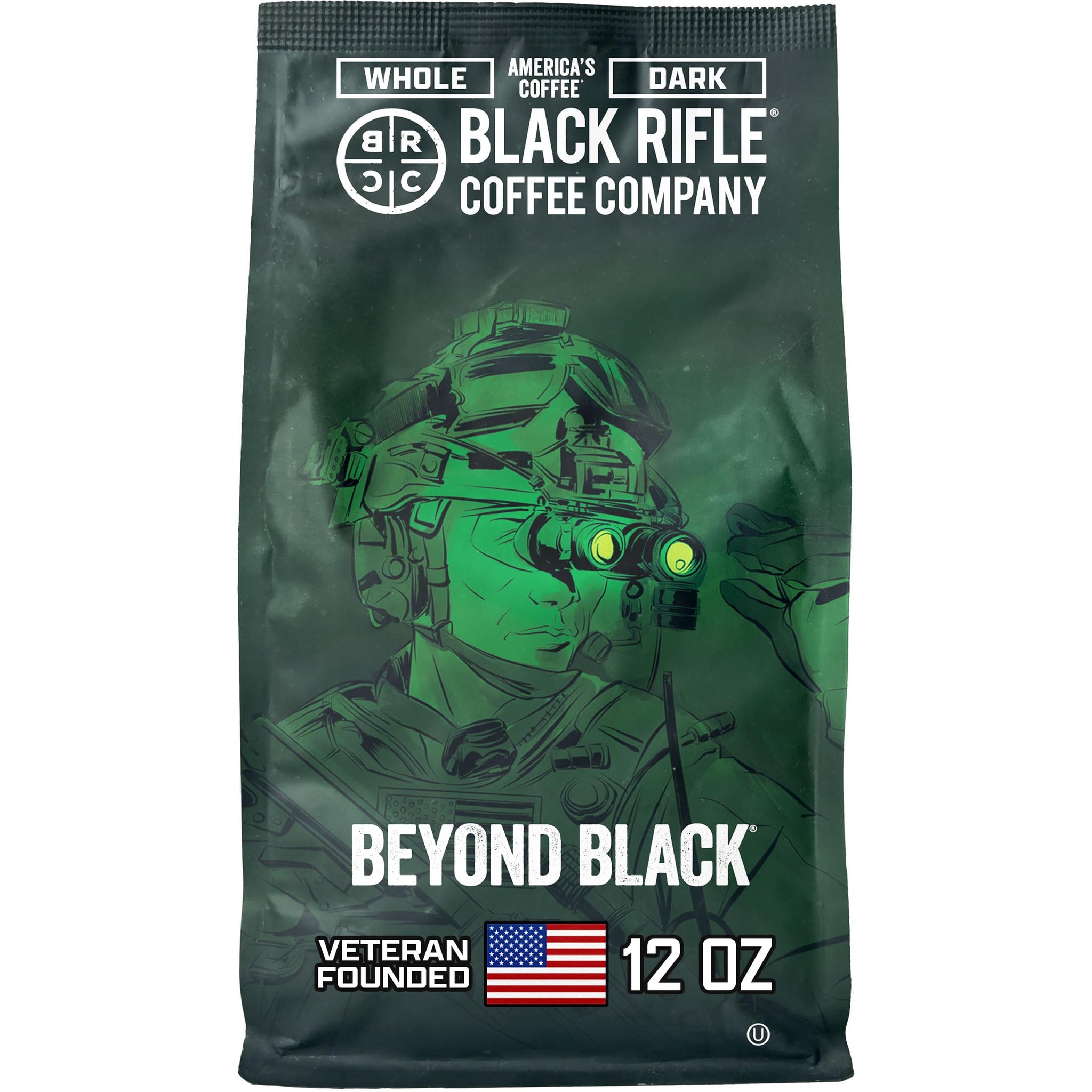 Black Rifle Coffee Company Beyond Black, 12oz Bag, Whole Bean Dark Roast - Roasted Blend Made from Arabica Beans - Colombian & Brazilian Beans