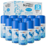 ScentBon Air Freshener Refill Metered Aerosol Can, Cinnamon, Fresh Linen, Green Apple, Mango, Ocean, Vanilla, Pack of 12 (12, Blue - Fresh Linen