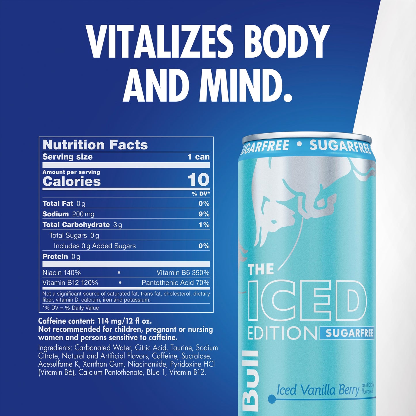 Red Bull Iced Edition Sugarfree Energy Drink, Iced Vanilla Berry, 12 fl. oz. can, with 114mg Caffeine, Taurine & B Vitamins