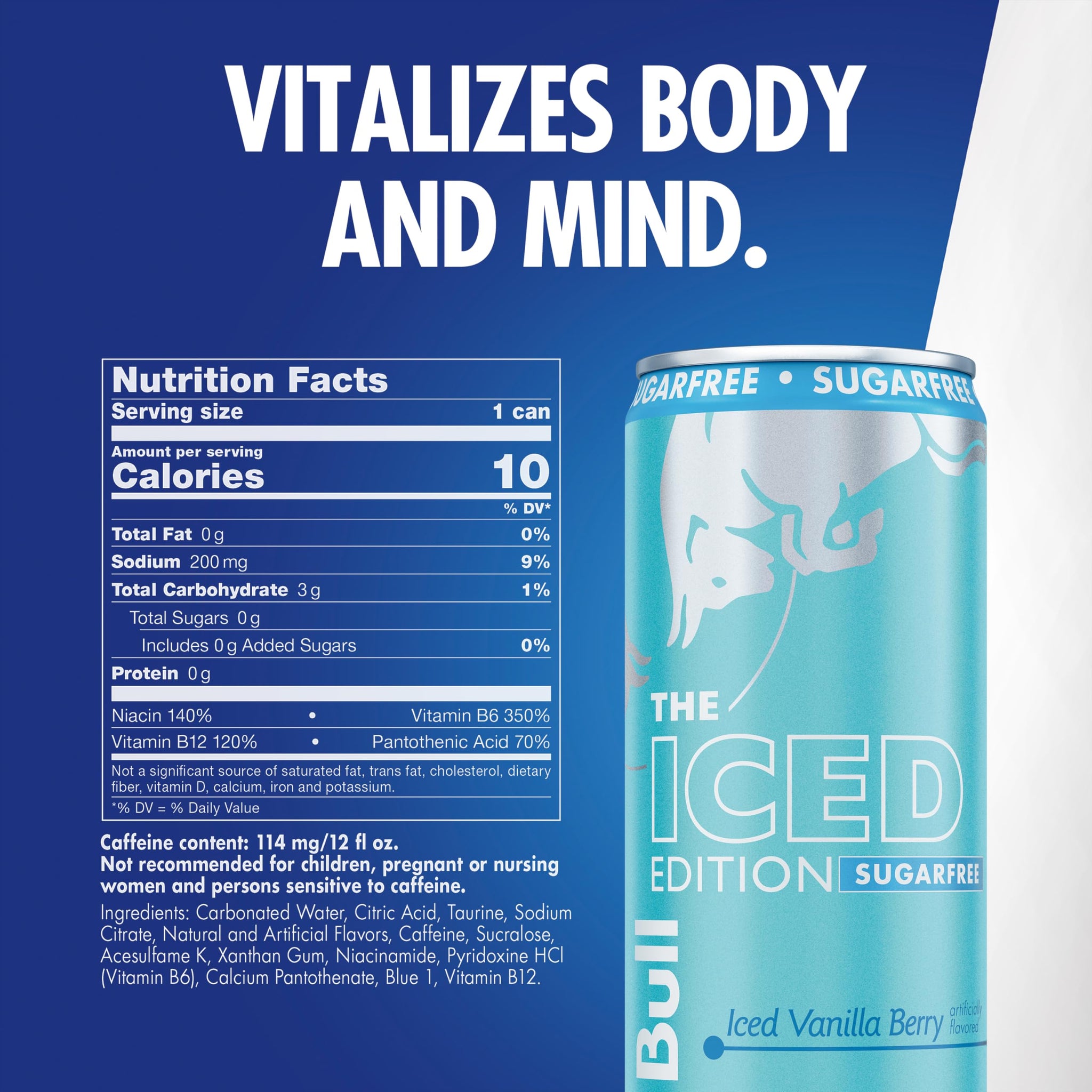 Red Bull Iced Edition Sugarfree Energy Drink, Iced Vanilla Berry, 12 fl. oz. can, with 114mg Caffeine, Taurine & B Vitamins