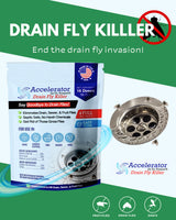 Drain Fly Killer Powder - Eliminates Drain Flies & Sewer Flies in Drains, Sinks, Showers - Fast-Acting Treatment - Septic Safe & Made in USA
