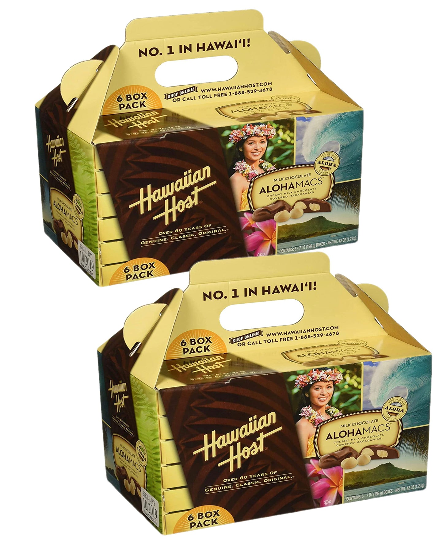 Hawaiian Host Alohamacs Milk Chocolate The Original Chocolate Covered Macadamia Nut, 42 Ounce - SET OF 2