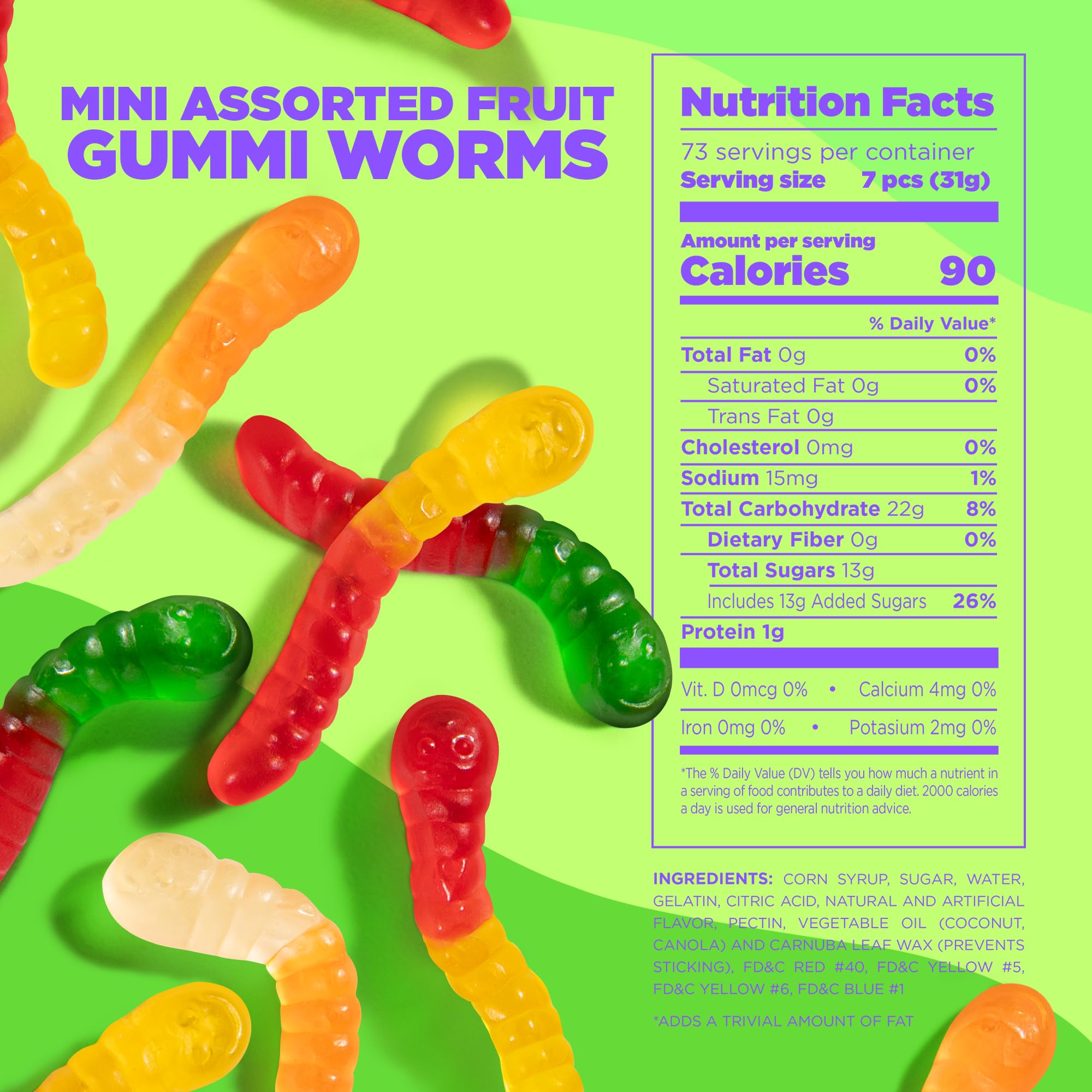 Albanese Candy, Mini Assorted Fruit Gummi Worms, 5-pound Bag