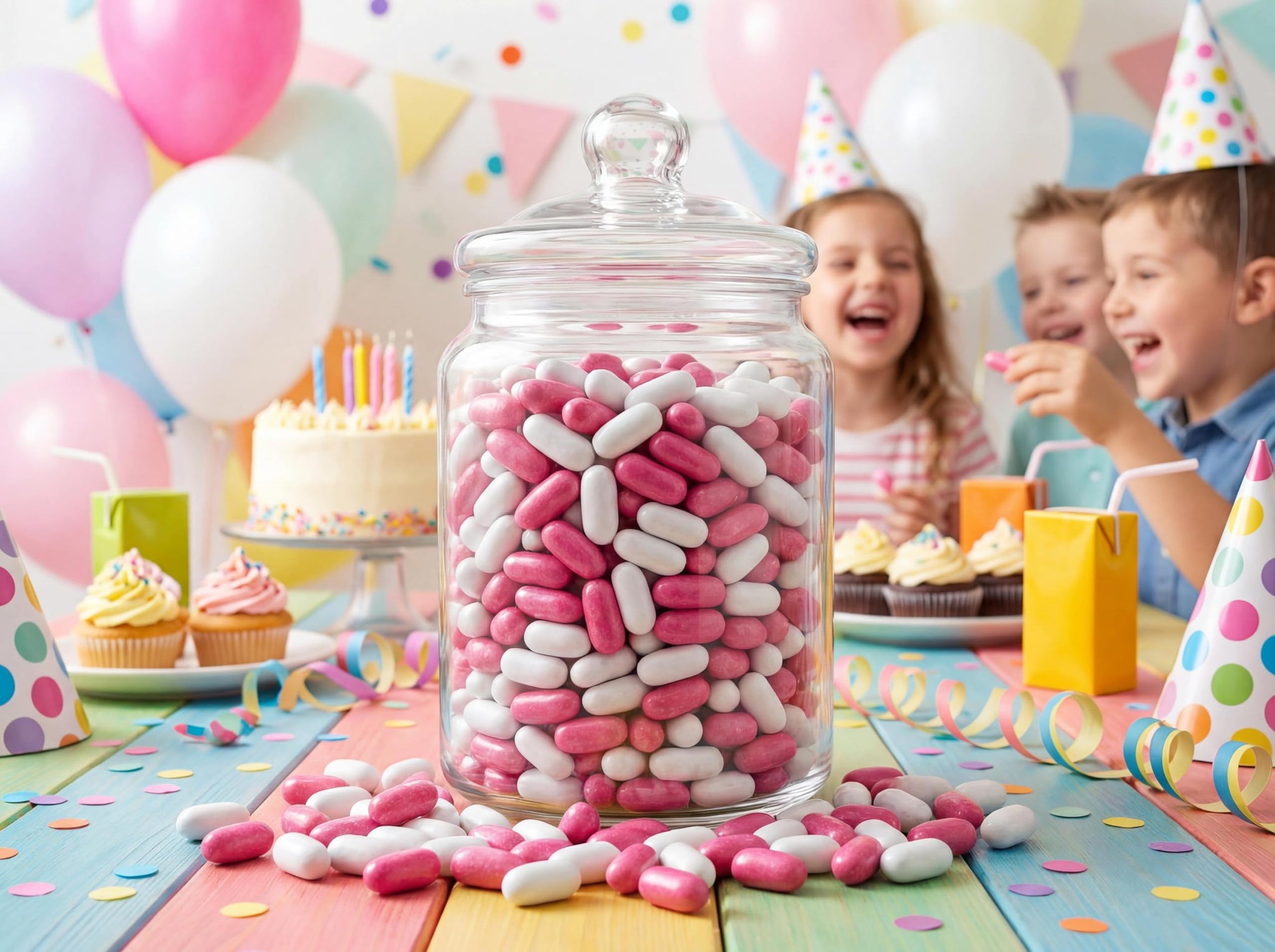Pink White Licorice Pastels Candy - 1 lb Fresh Bulk Bag of Soft Chewy Bite Size Candy Shell Licorice Pieces