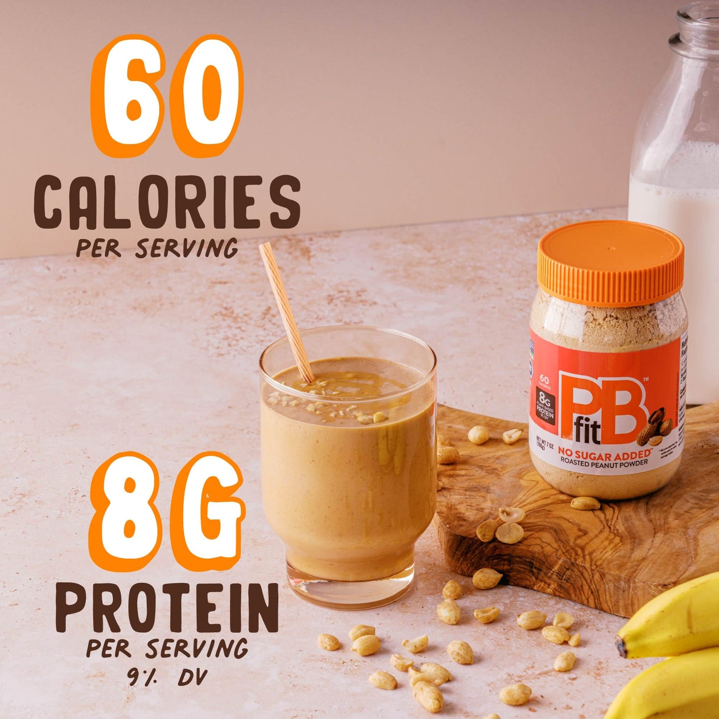 PBfit 7 Ounce No Sugar Added Peanut Butter Powder, Powdered Peanut Butter Spread from Real Roasted Peanuts, 8g Protein, Made with Allulose and Monk