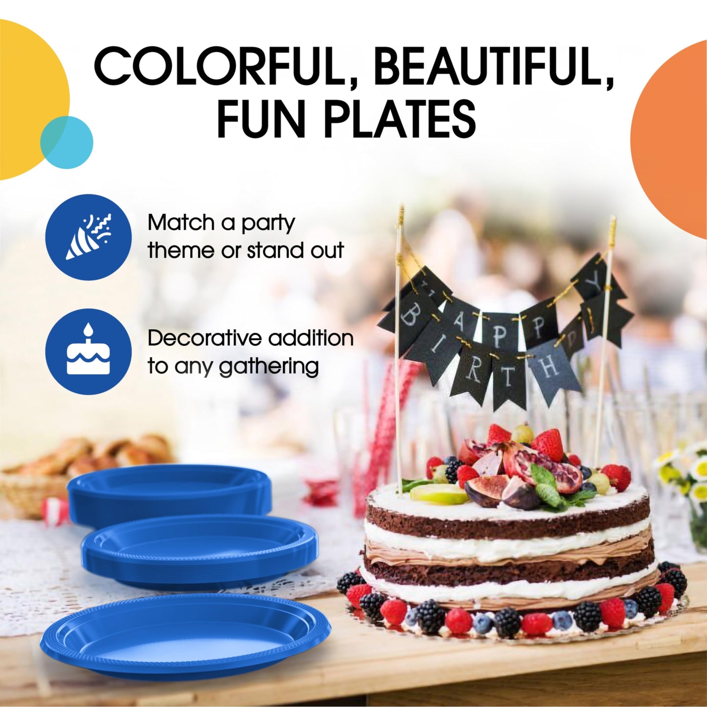 Exquisite Party Solids Dark Blue Plastic Plates For Party Supplies 10" Dark Blue Disposable Plates Heavy Duty 50 Pcs Plastic Dinnerware Sets Heavy