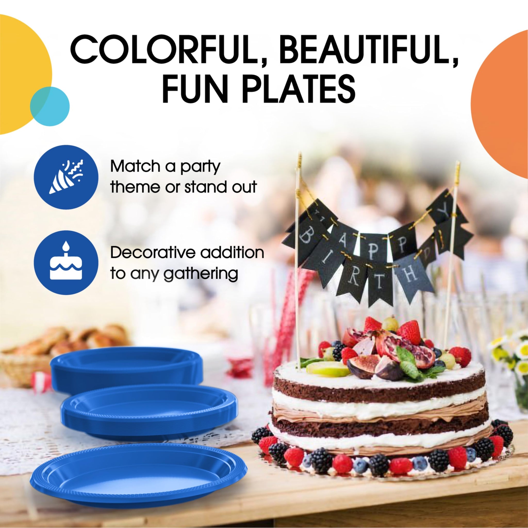 Exquisite Party Solids Dark Blue Plastic Plates For Party Supplies 10" Dark Blue Disposable Plates Heavy Duty 50 Pcs Plastic Dinnerware Sets Heavy