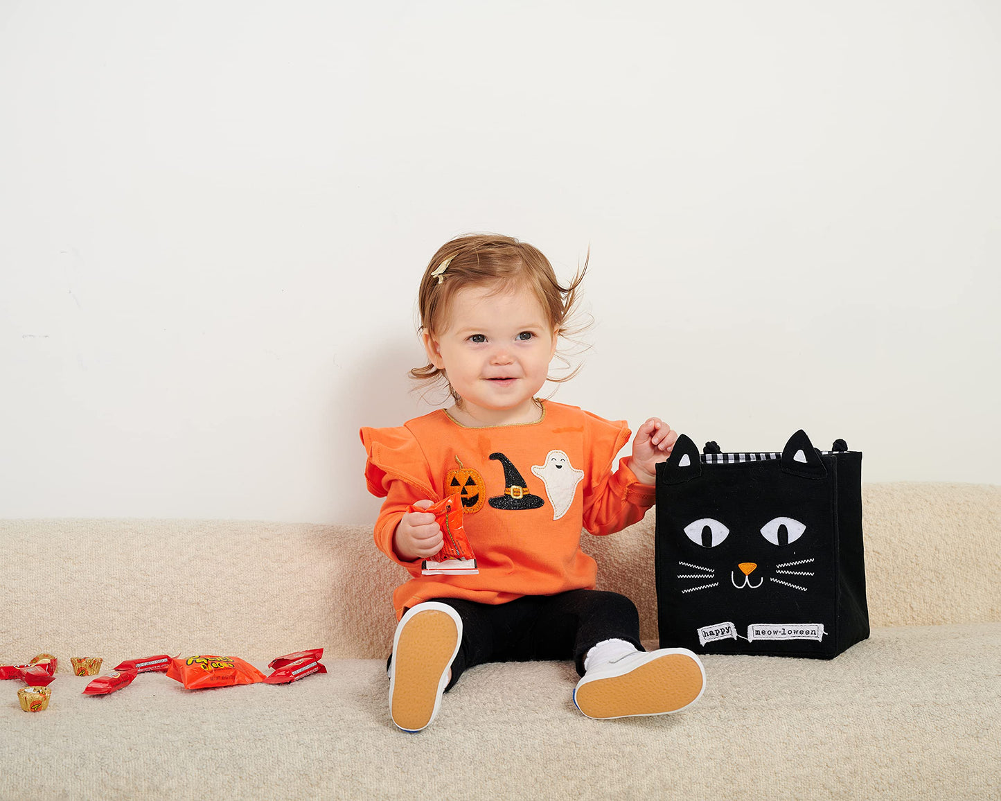 Mud Pie Children's Halloween LED Light Up Treat-or-Treat Candy Bag, Cat