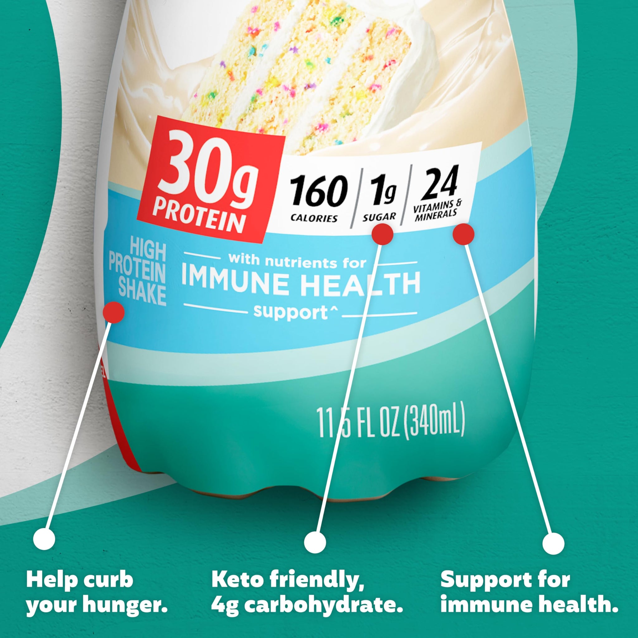 Premier Protein Shake, Cake Batter, 30g Protein, No Added Sugar, 24 Vitamins & Minerals to Support Immune Health, 11.5 fl oz, 1 Pack
