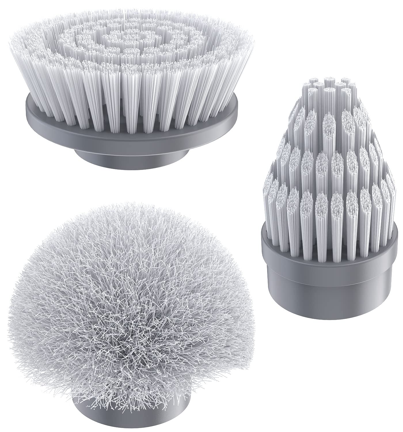 Replacement Brush Heads Set of 3 for GENIANI Electric Spin Scrubber, Scrub Brush for Cleaning Bathroom, Tile, Floor, Tub, and Shower (White)
