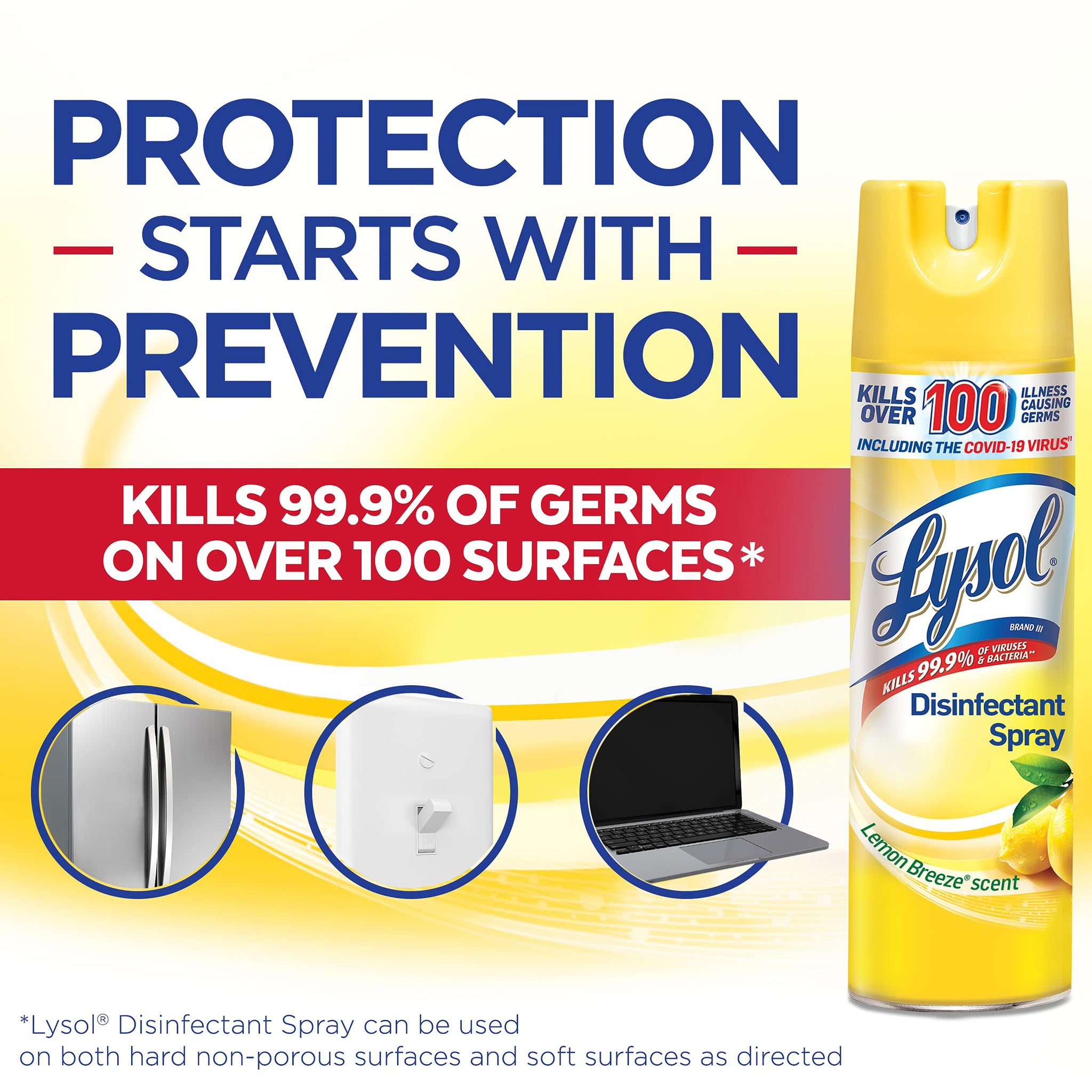 Lysol Disinfectant Spray, Lemon Breeze, 19 fl oz (Pack of 3)