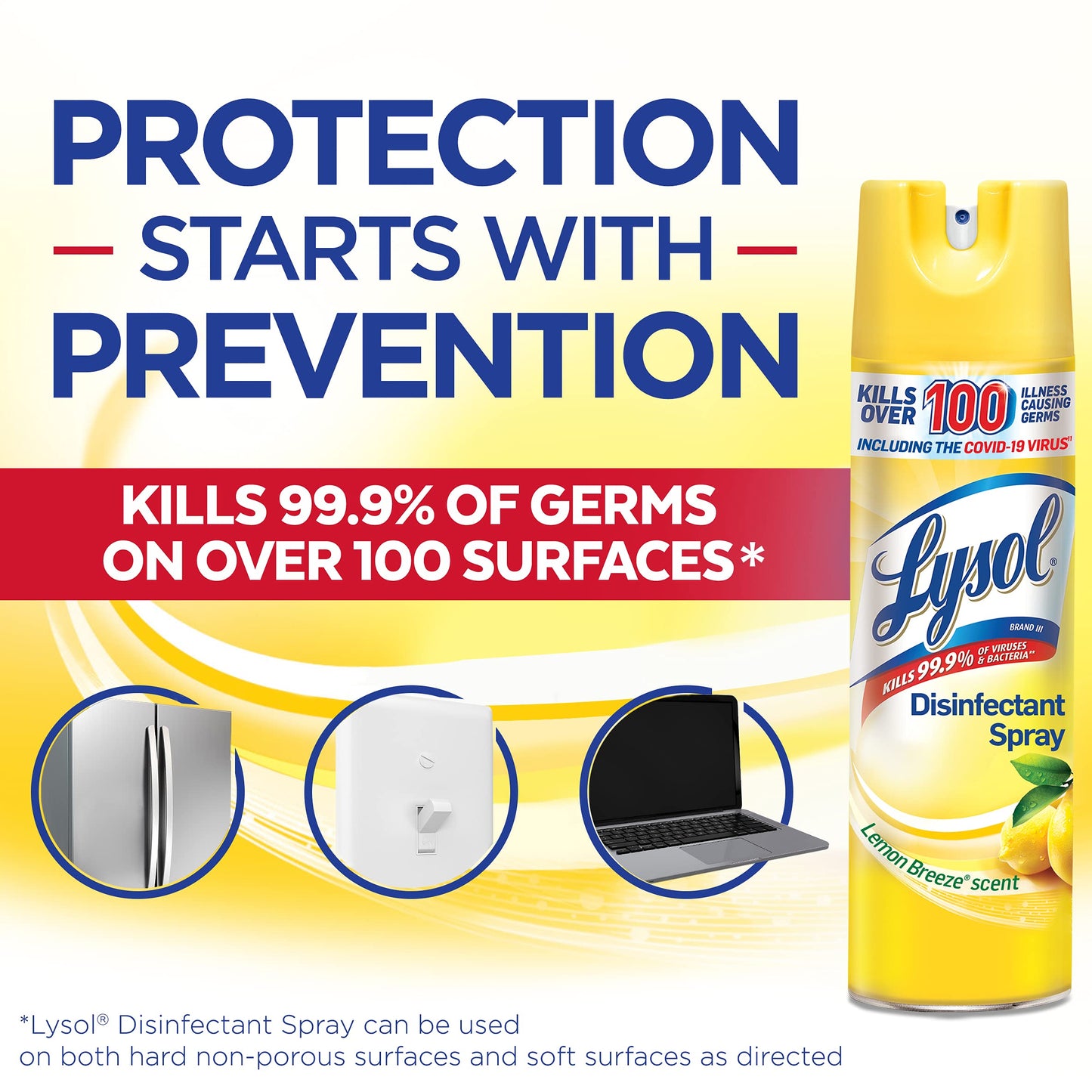 LYSOL Disinfectant Spray, Lemon Breeze 19 oz (Pack of 4)