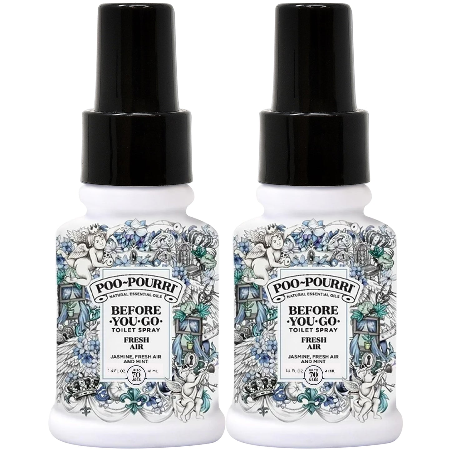 Poo-Pourri Toilet Spray, Fresh Air, 1.4 Fl Oz - Jasmine, Fresh Air and Mint 2 Pack