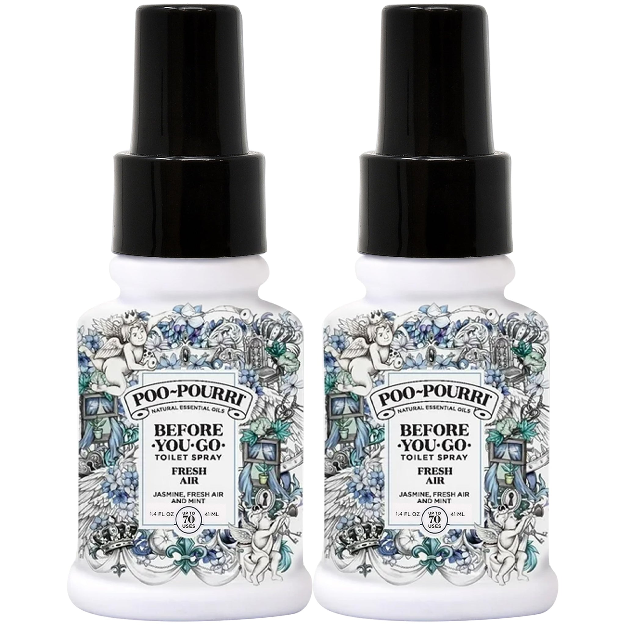 Poo-Pourri Toilet Spray, Fresh Air, 1.4 Fl Oz - Jasmine, Fresh Air and Mint 2 Pack