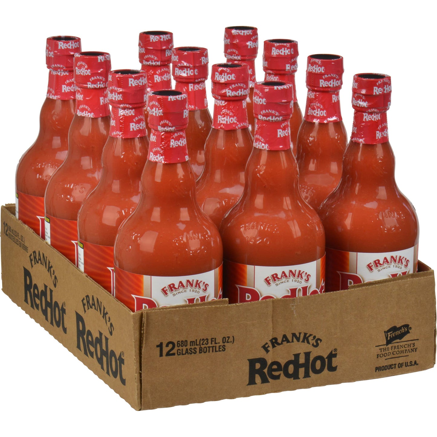 Frank's RedHot Original Hot Sauce, 23 fl oz (Pack of 12) - One 12 Pack of 23 Fluid Ounce Bottles of Original Cayenne Pepper Hot Sauce, Great
