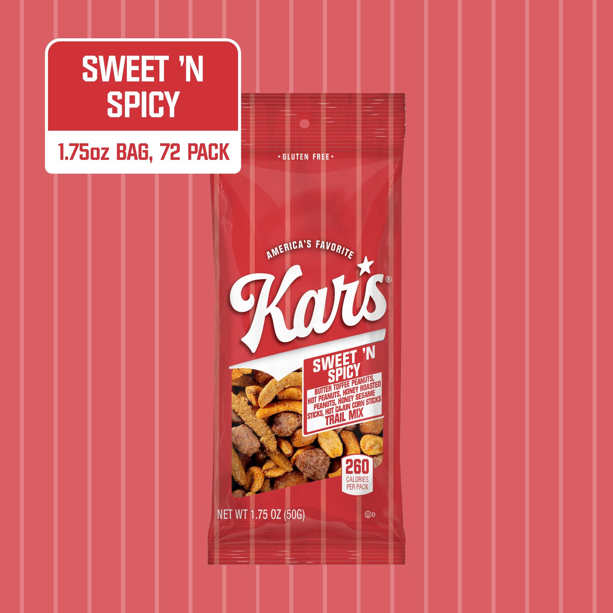 Kar’s Nuts Sweet 'N Spicy Trail Mix, 1.75 oz Grab & Go Bags, Individual Snack Packs (Pack of 72), Gluten-Free Trail Mix Snacks