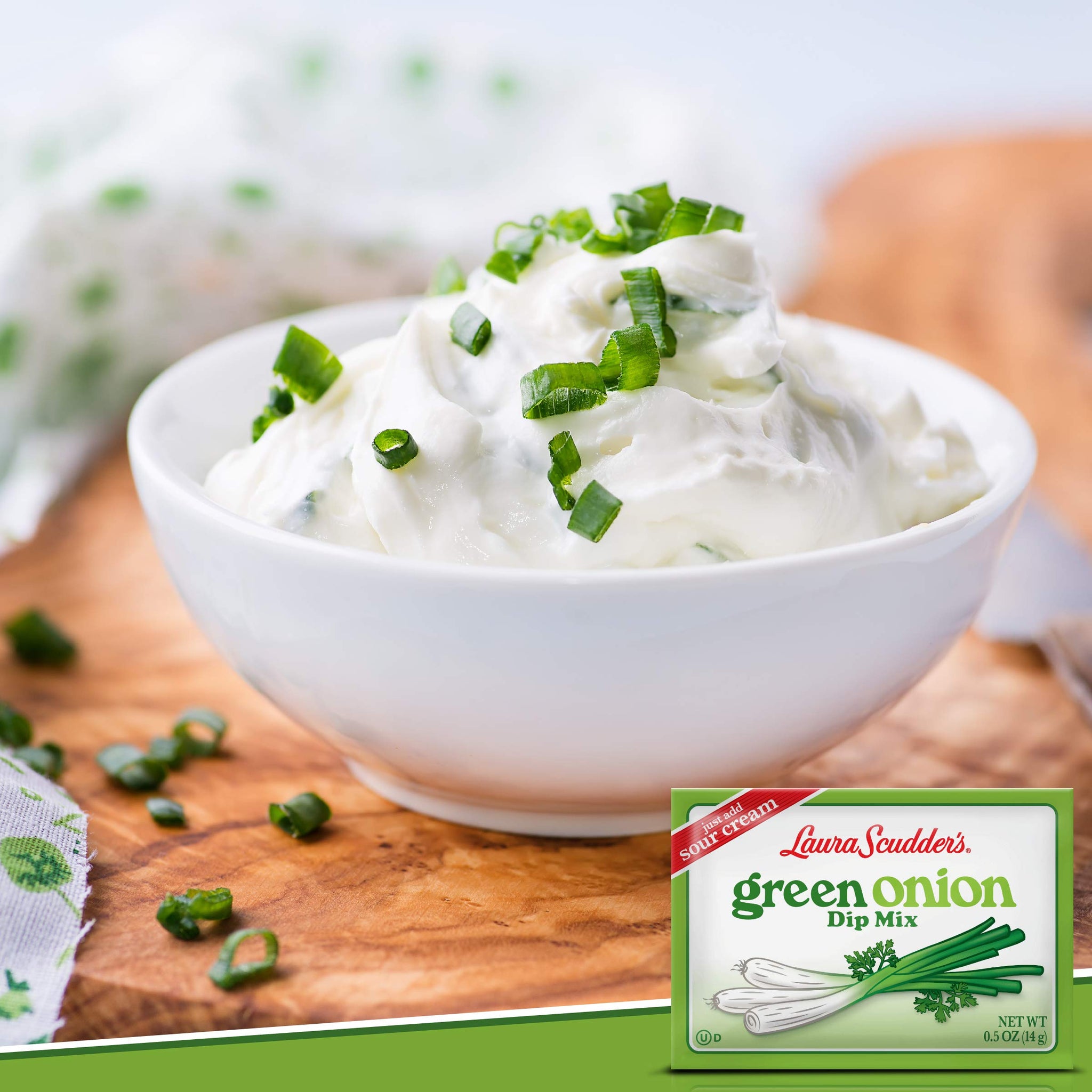 Laura Scudders Green Onion Dry Dip Mix and Seasoning - Great For Vegetables, Chips, Sauces and Seasoning (4-2)