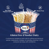 Jody's Gourmet Popcorn Red White & Blue Stripes Tin - 4th of July Popcorn Variety With Caramel Corn, Patriotic Kettle Corn, Double Cheddar, Sea Salt