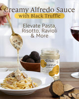 TartufLanghe Black Truffle Alfredo Sauce - Creamy Pasta Sauce with Parmigiano Reggiano, Pecorino Romano DOP Cheese, and Summer Black Truffle