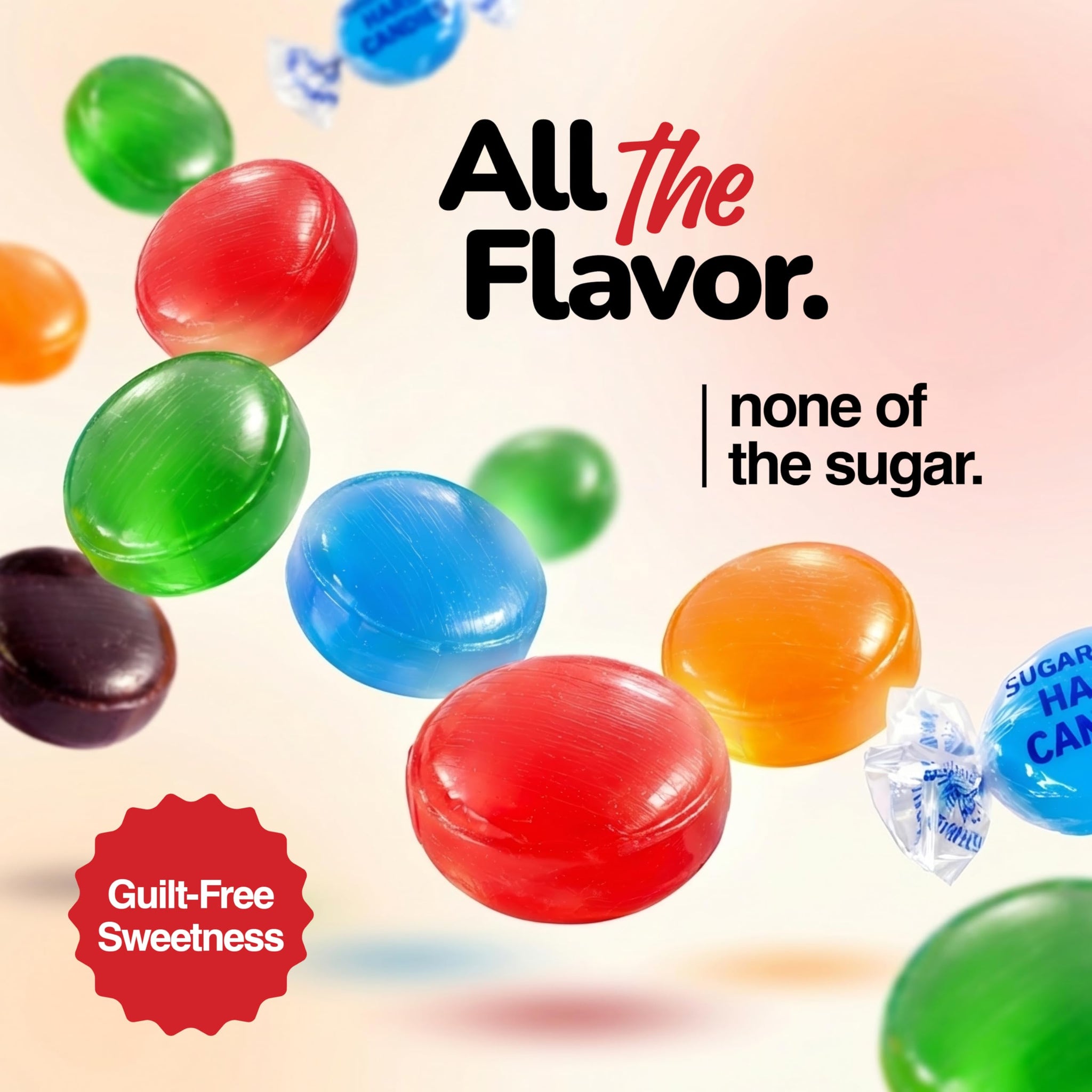 Sugar Free Assorted Fruit Hard Candy, 1 lb. Bag - Individually Wrapped Sugarless Fruit Flavored Candy Mix, Assorted Hard Candy for Candy Bowls, Office