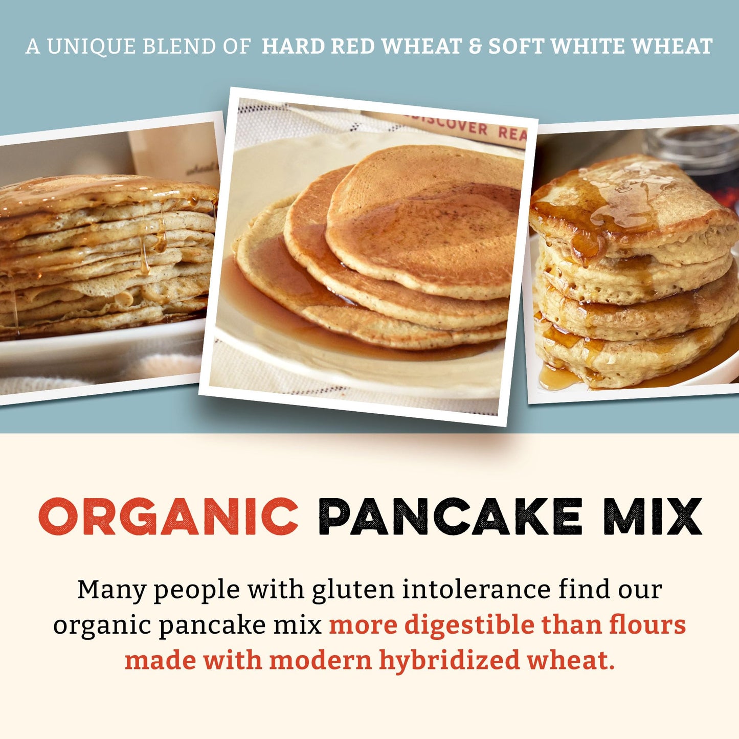 Sunrise Flour Mill USDA Organic 7-Grain Heritage Pancake Mix- 2 lbs | Enjoy Fluffy & Tasty Waffles | Easier to Digest with Less Bloating | Zero Additives