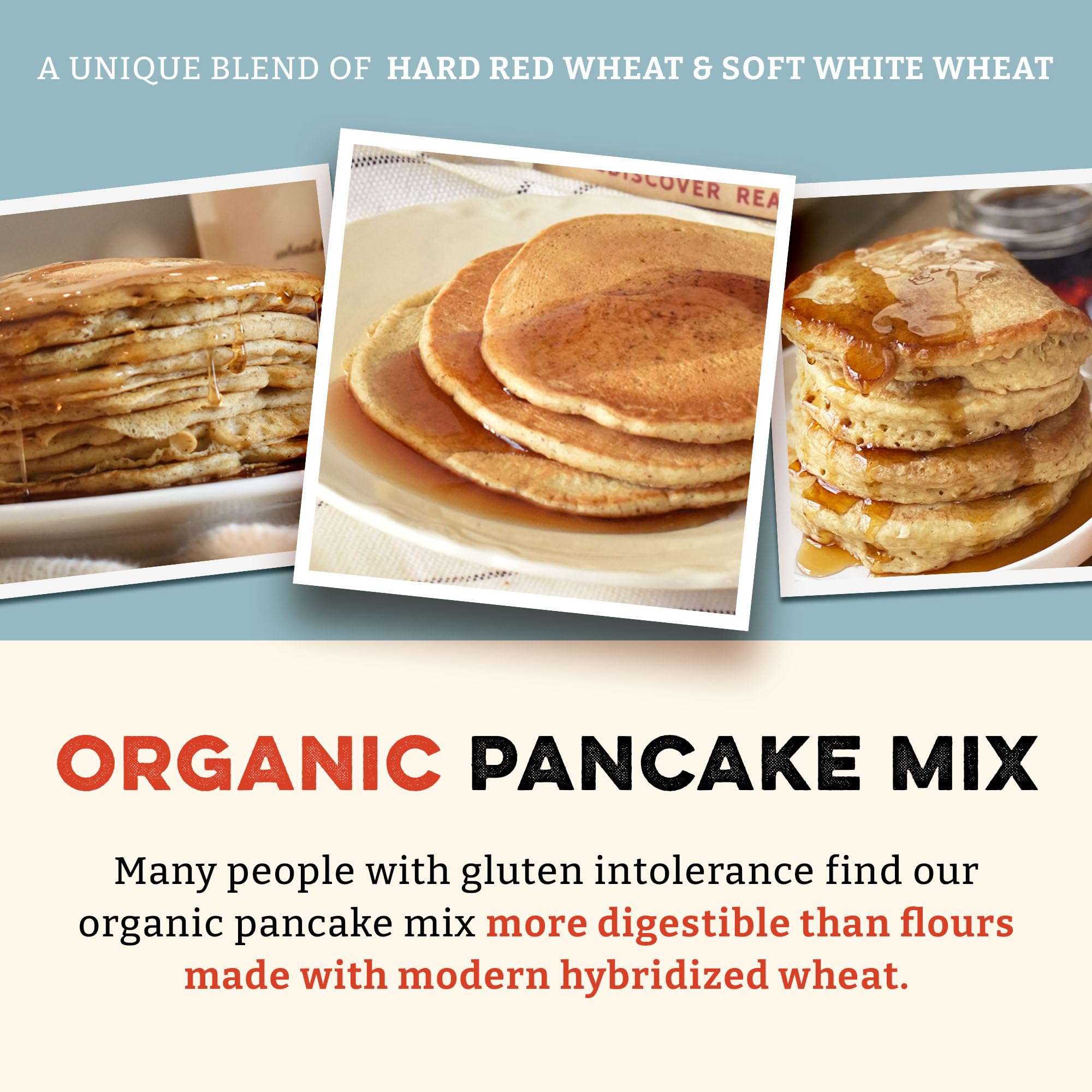 Sunrise Flour Mill USDA Organic 7-Grain Heritage Pancake Mix- 2 lbs | Enjoy Fluffy & Tasty Waffles | Easier to Digest with Less Bloating | Zero Additives