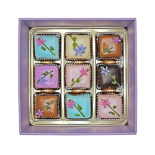 Bon Vivant New York: “Box of 9 Assorted Petit Four Demitasse,” Luxury Petits Fours with Fondant, Marzipan, Buttercream, 8.2oz