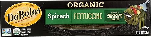 DeBoles Organic Spinach Flavor Pasta, Fettuccine, 8 Ounce