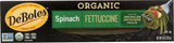 DeBoles Organic Spinach Flavor Pasta, Fettuccine, 8 Ounce