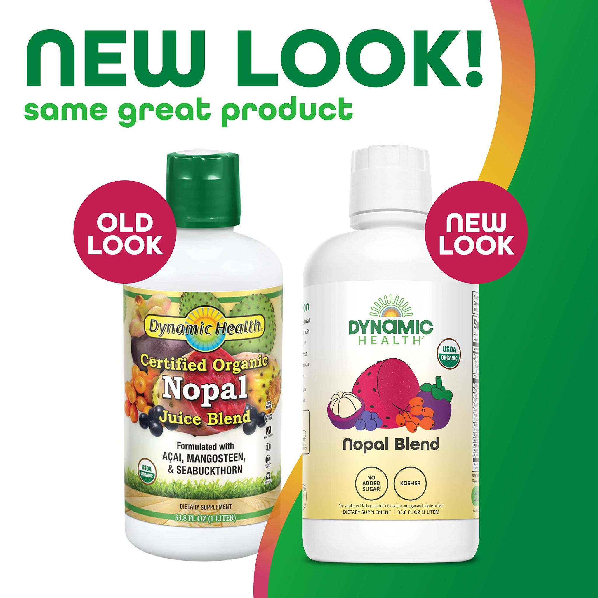Dynamic Health Nopal Blend Juice with Acai, Certified Organic, Mangosteen and Seabuckthorn, Natural Antioxidants, Omegas, Vitamins and Amino Acids