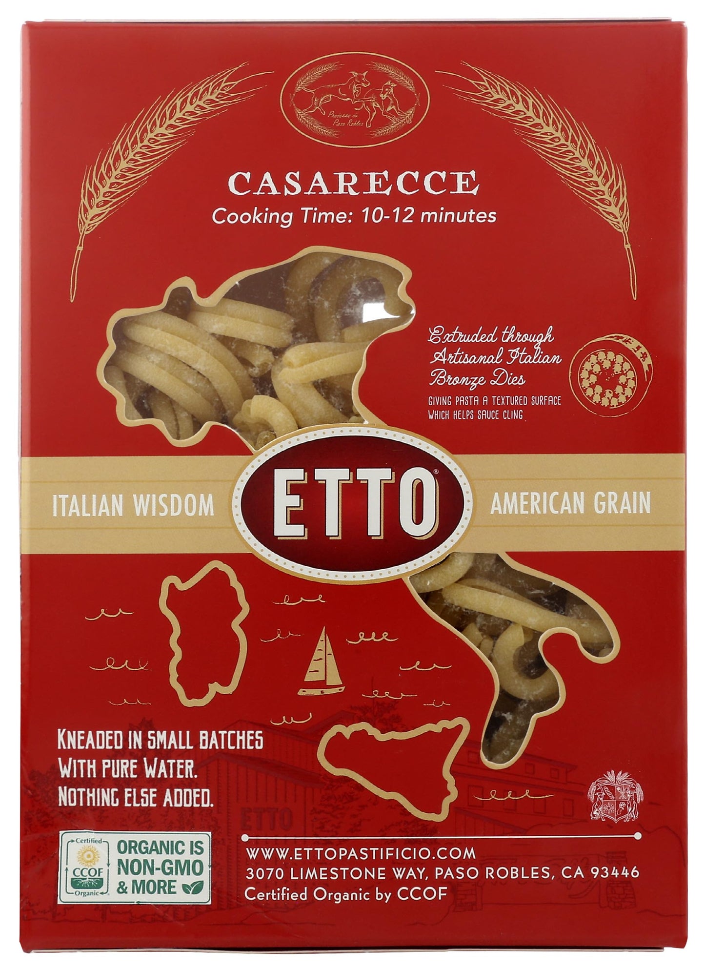 Etto, Pasta Casarecce Organic, 16 Ounce