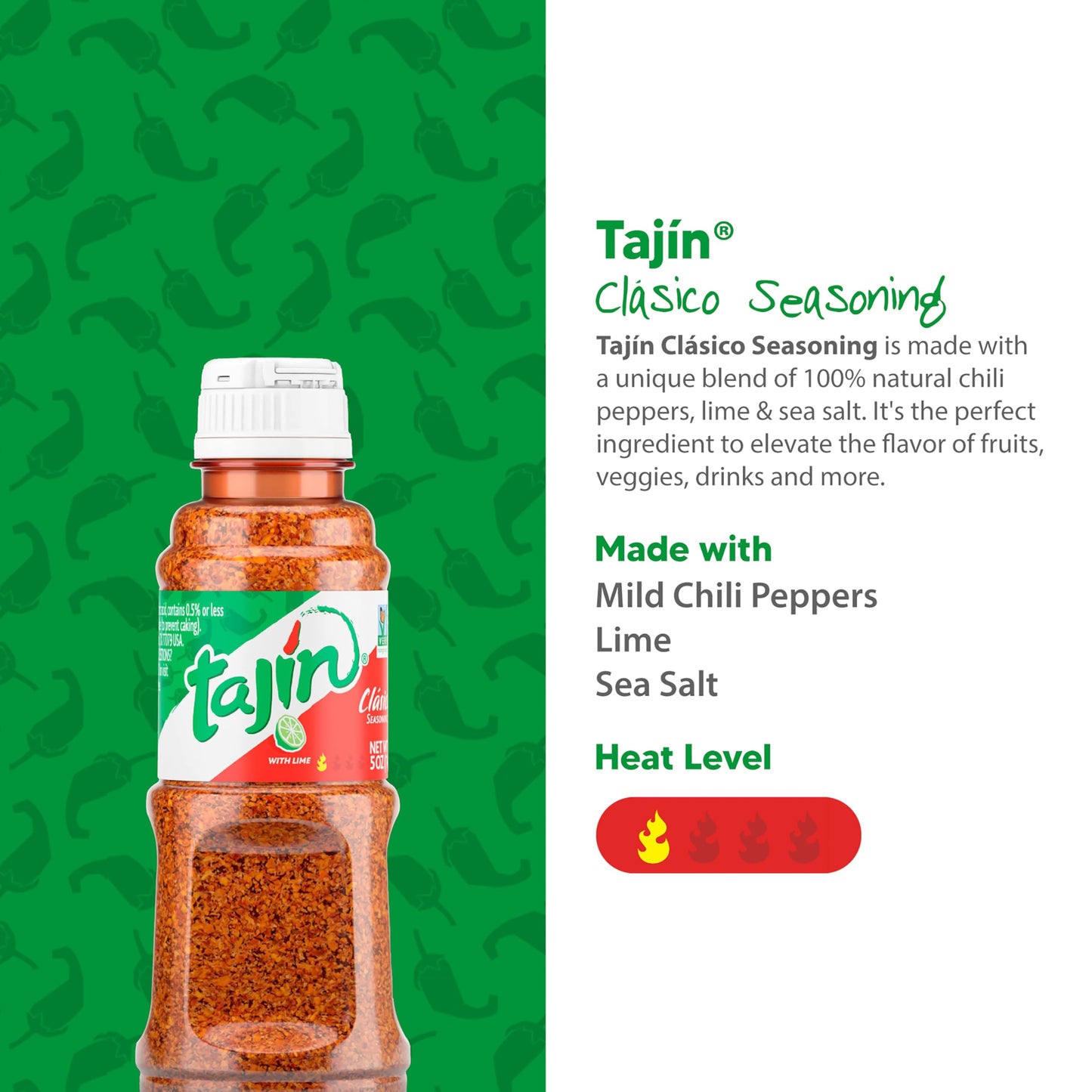 Tajin Clásico Seasoning, Authentic Mexican Chili Lime Spice Blend for Fruit, Snacks, Tacos, and Cocktails, Zesty Flavor Enhancer, 5 oz (Pack of 1)