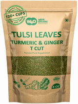 Holy Basil Tea, 8 Oz with Ginger and Turmeric, Tulsi Krishna Cut & Sifted Herbal Tea, Dried Pure Holy Basil Tulsi Leaves, Immune support with Multiple