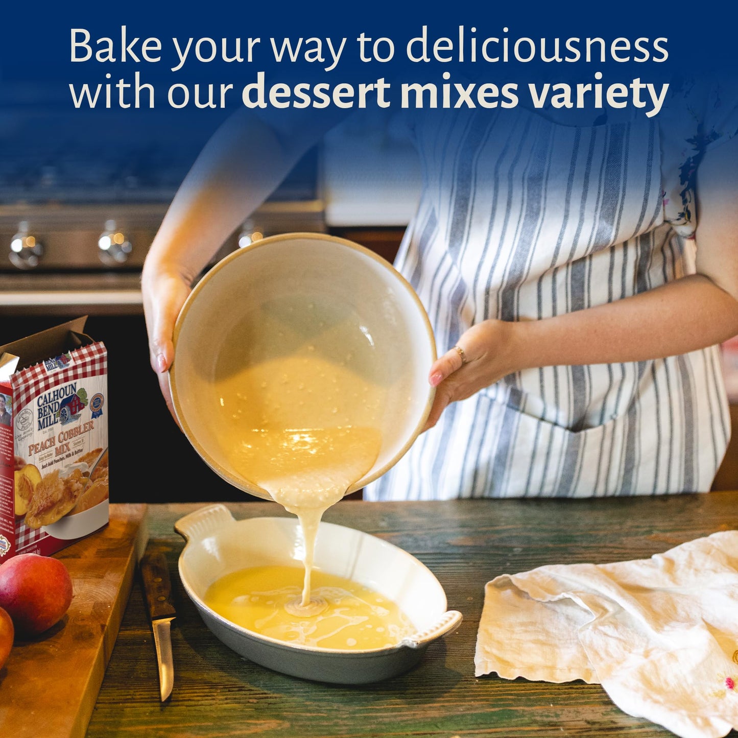 Calhoun Bend Mill Variety Bundle Mixes, Easy to Make Homemade Dessert for Apples, Peaches, Berries, Ideal for Gourmet Baking & Delights, Apple Crisp Mix 8 oz + Peach Cobbler 8 oz