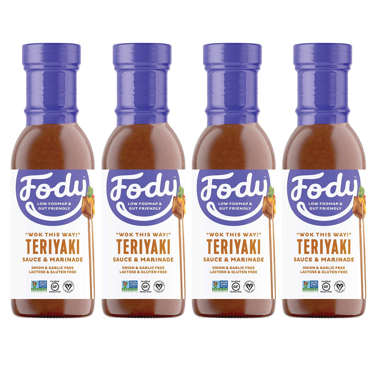 Fody Teriyaki Sauce Pack | Low FODMAP | No Onion No Garlic | Gluten Free Lactose Free | 4, 8 Ounce (Teriyaki)