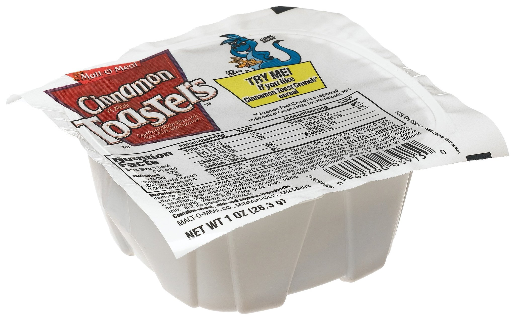 Malt-O-Meal Single Serve Cinnamon Toasters Bowl Pack Cereal, 1 Ounce -- 96 per case.