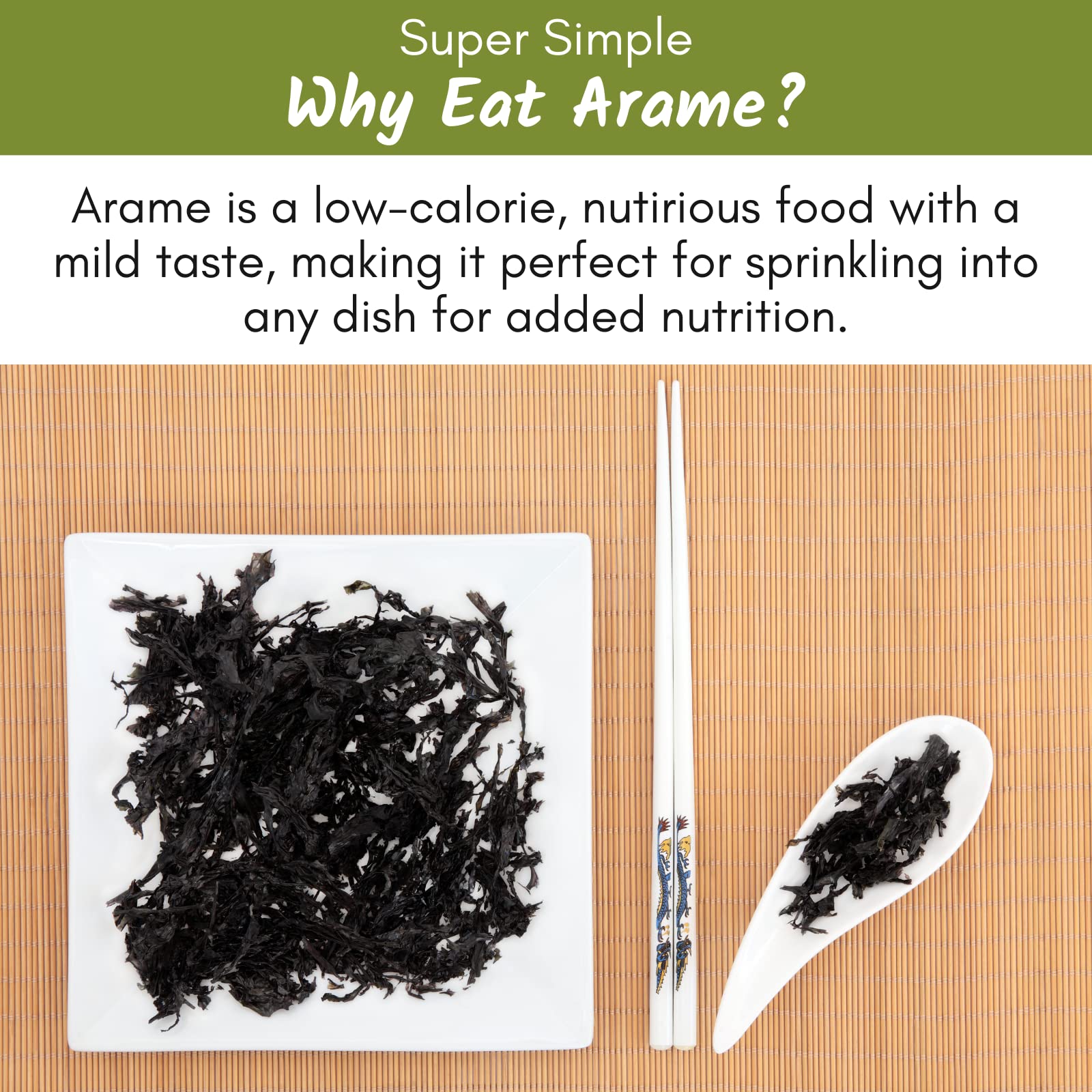 Emerald Cove Pacific Arame, Dried Seaweed, Non-GMO, Resealable Bag, 1.76 oz (6 pk)