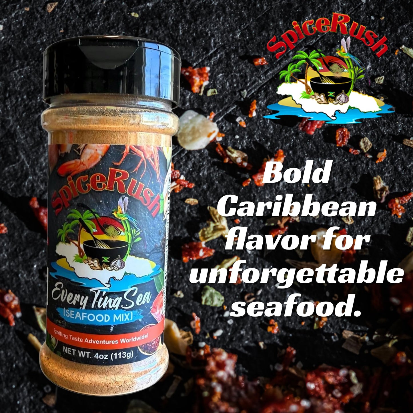 Every-Ting Sea Seafood Mix - 4 oz | Jamaican Seafood Seasoning & Sea Seasoning Blend | Authentic Island Spiced Seafood Rub for Fish, Shrimp & Crab |