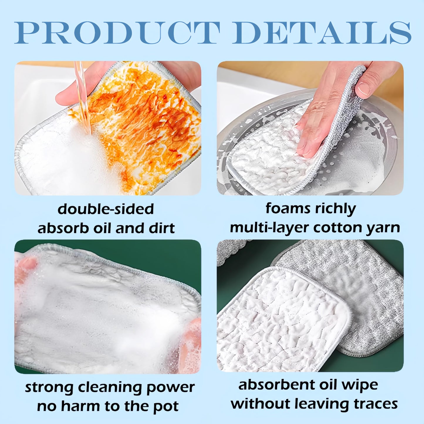Multipurpose Wire Dishwashing Rags for Wet and Dry, 2026 New Reusable Steel Wool Scrubber 2-Layer Microfiber Wire Dishcloth, Multifunctional Dish Rags