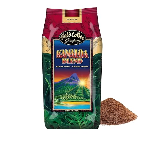 Gold Coffee Co. Kanaloa Premium House Blend - Medium Roast, Finely Ground |100% Arabica Coffee - Notes of Caramel, Honey, Mango Nectar, 1 lb.