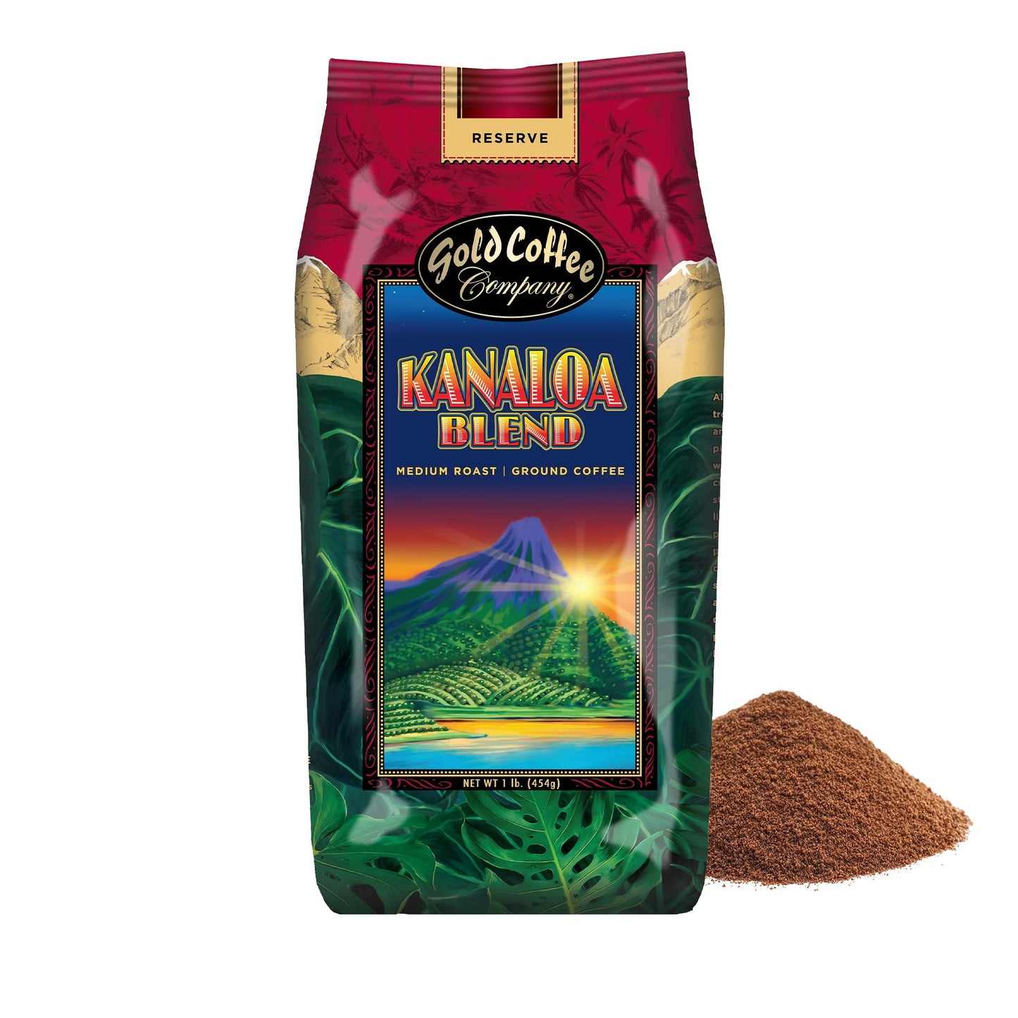 Gold Coffee Co. Kanaloa Premium House Blend - Medium Roast, Finely Ground |100% Arabica Coffee - Notes of Caramel, Honey, Mango Nectar, 1 lb.