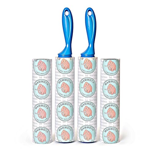 Mammoth Lint Roller-Extra Large Lint Roller, 2 Rollers and 2 Refills, 90 Sheets per Roll, Perfect for Pets (360 Extra Long Sheets Total)